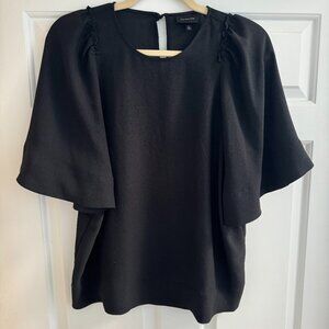 Black Flutter Sleeve Top (Who What Wear)